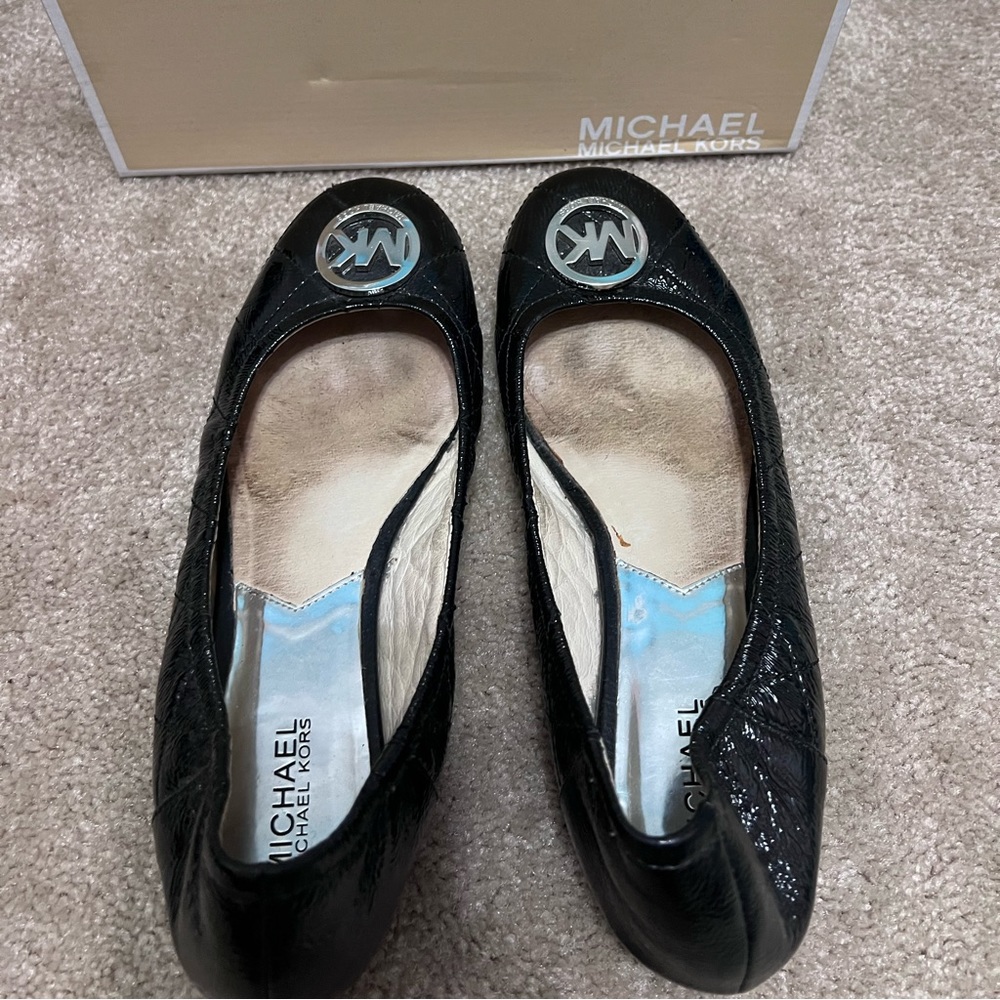 Authentic Michael Kors Quilted Ballet Patent Black